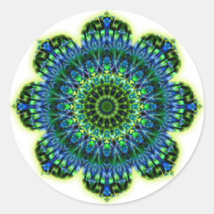 Sticker Rond bleu vert mandala