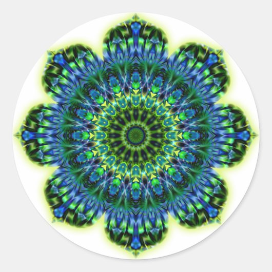Sticker Rond bleu vert mandala (Devant)