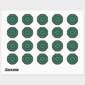 Sticker Rond bleu vert mandala | noir (Feuille)