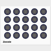 Sticker Rond Bleu violet araignée blanche Web et araignée noire (Feuille)