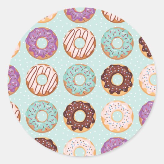 Sticker Rond Bleu, Violet, Chocolat Iced Donuts Boulangerie (Devant)
