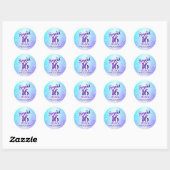 Sticker Rond Bleu violet doux 16 Super Gradient Retro Boho (Feuille)