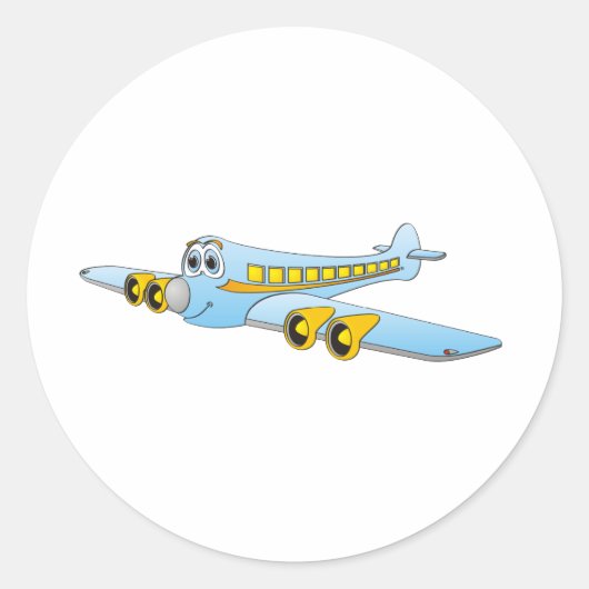 Sticker Rond Bleu Voyager Jet O Cartoon (Devant)