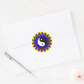 Sticker Rond Bleu Yin Yang Soleil équilibré (Enveloppe)