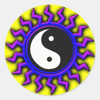 Sticker Rond Bleu Yin Yang Soleil équilibré