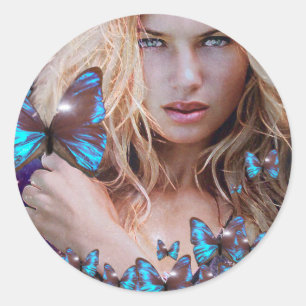 STICKER ROND BLEUE BUTERRFY BEAUTY MAKEUP ARTISTE 2