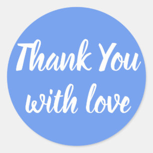 Sticker Rond Bleuet Bleu & Mariage Blanc Merci Amour