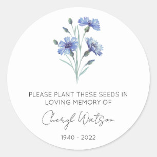 Sticker Rond Bleuet Sachet de graines de souvenir simple