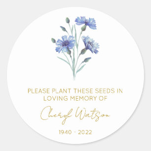 Sticker Rond Bleuet Sachet de graines de souvenir simple
