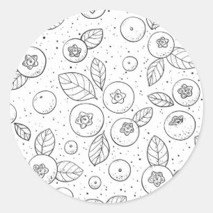 Sticker Rond Bleuets en noir et blanc