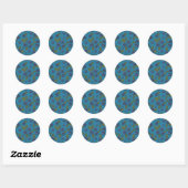 Sticker Rond Bleus sur bleu (Feuille)