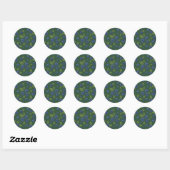Sticker Rond Bleus sur vert foncé (Feuille)