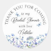 Sticker Rond Bleus Wildflowers Douce Fleur Merci d'être venu (Devant)