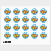 Sticker Rond Blimp Bleu Dans Ciel Bleu (Feuille)