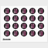 Sticker Rond Bling Pink Ribbon 3 (Feuille)