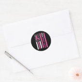 Sticker Rond Bling Pink Ribbon 3 (Enveloppe)