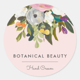 Sticker Rond Bliss Botanique Élégant Floral Moderne Blush