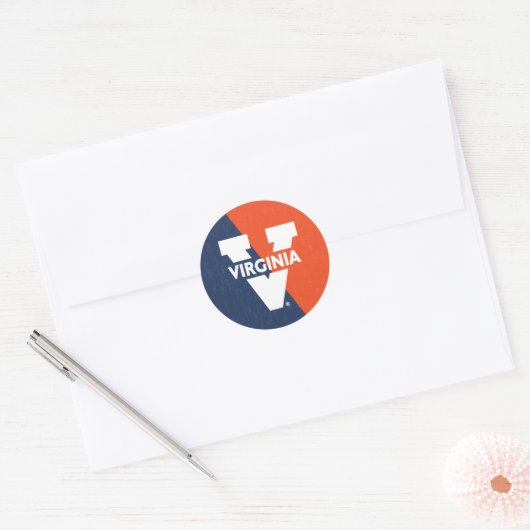 Sticker Rond Bloc de couleur Virginia Cavaliers (Enveloppe)