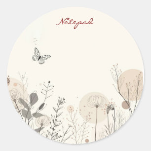 Sticker Rond Bloc-notes orné d'illustrations de plantes sauvage