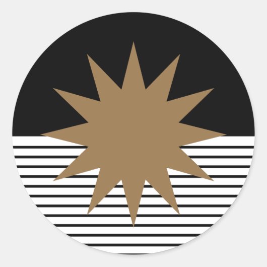 Sticker Rond Blocage noir blanc et soleil Brown (Devant)