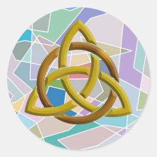 Sticker Rond Blocs d'aquarelle géométrique céleste du noeud de 