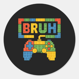 Sticker Rond Blocs de Construction Bruh Garçons Anniversaire Br