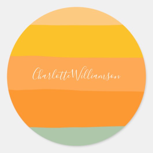 Sticker Rond Blocs de couleur Abstraits Orange Personnalisé (Devant)