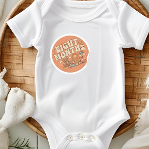 Sticker Rond Blocs Jouets Rétro Bohème Bébé Huit Mois Étape Imp
