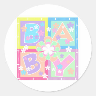 Sticker Rond Blocs Pastel Bébé