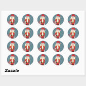 Sticker Rond Blond Christmas Nutcracker Santa Teal (Feuille)