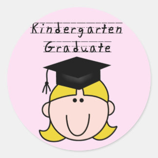 Sticker Rond Blond Girl Kindergarten Graduate