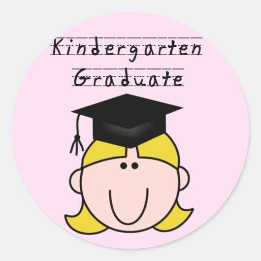 Sticker Rond Blond Girl Kindergarten Graduate (Devant)