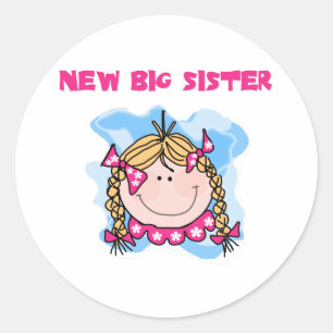 Sticker Rond Blond Girl New Big Sister