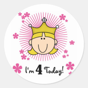 Sticker Rond Blond Princess 4th Birthday Tshirts et cadeaux