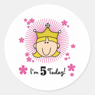 Sticker Rond Blond Princess 5e anniversaire