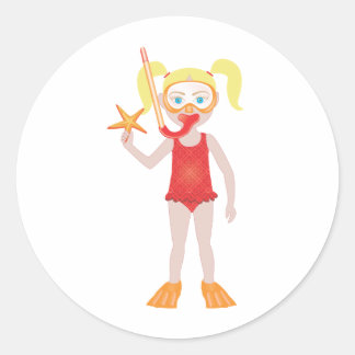 Sticker Rond Blond Snorkel Girl