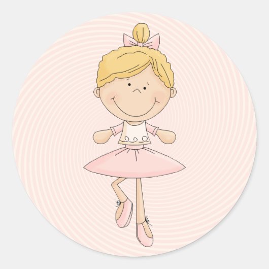 Sticker Rond Blonde Ballerina de Carton mignon (Devant)