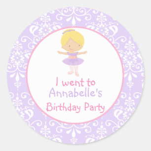 Sticker Rond Blonde Ballerina fête d'anniversaire