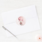 Sticker Rond Blonde en Teddy Bear Rose Cute Hot Air (Enveloppe)
