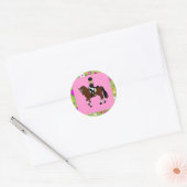Sticker Rond Blonde fille dressage cheval cavalier caricature (Enveloppe)