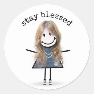 Sticker Rond Blonde fille en Basket