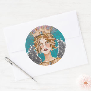Sticker Rond Blonde Guardian Angel Princesse Priestesse Paloma