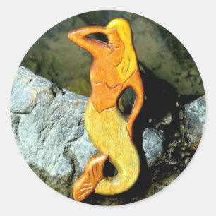 Sticker Rond blonde lookout mermaid