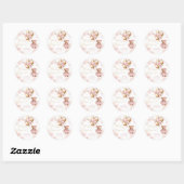 Sticker Rond Blonde Ours Teddy Bearly Wait Baby shower rose (Feuille)