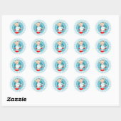 Sticker Rond Blonde Spa Girl Bubbles Turquoise Red White (Feuille)