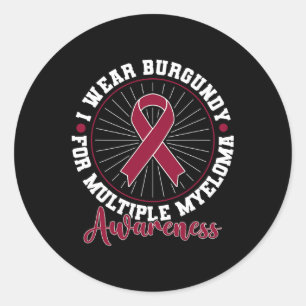 Sticker Rond Blood Cancer I Wear Burgundy