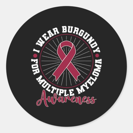 Sticker Rond Blood Cancer I Wear Burgundy (Devant)