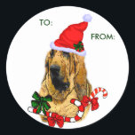 Sticker Rond Bloodhound Christmas Gifts, À :, DE :<br><div class="desc">Bloodhound Lovers,  voilà...  beaucoup de cadeaux de Noël ici qui vous garderont sur la bonne voie ! Sweatshirt,  sweat - shirt à capuche,  ornement,  cartes de voeux,  et plus encore,  nous les avons juste pour vous !</div>