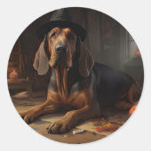 Sticker Rond Bloodhound Citrouilles Halloween effrayant (Devant)