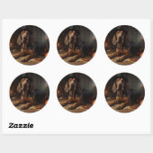 Sticker Rond Bloodhound Citrouilles Halloween effrayant (Feuille)